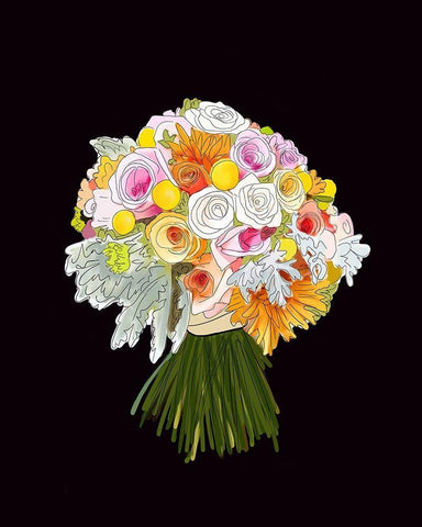 Bouquet Black Ornate Wood Framed Art Print with Double Matting by Wieners, Valerie