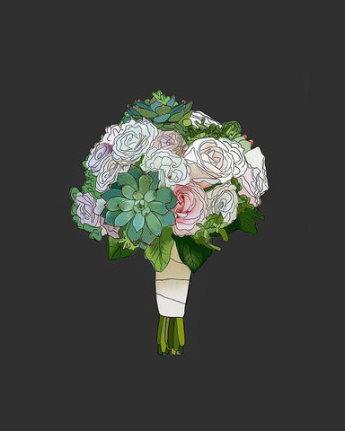 Succulent Bouquet Black Ornate Wood Framed Art Print with Double Matting by Wieners, Valerie