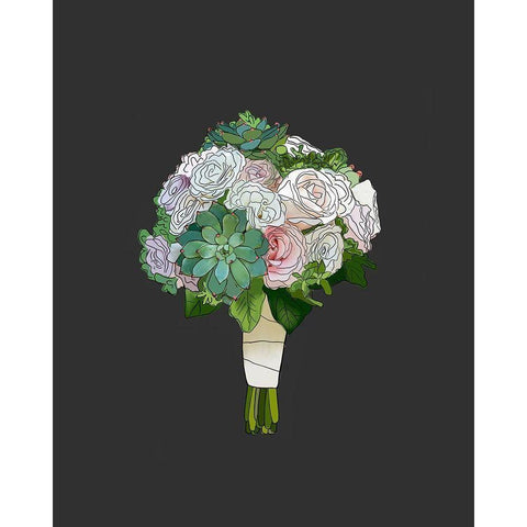 Succulent Bouquet White Modern Wood Framed Art Print by Wieners, Valerie