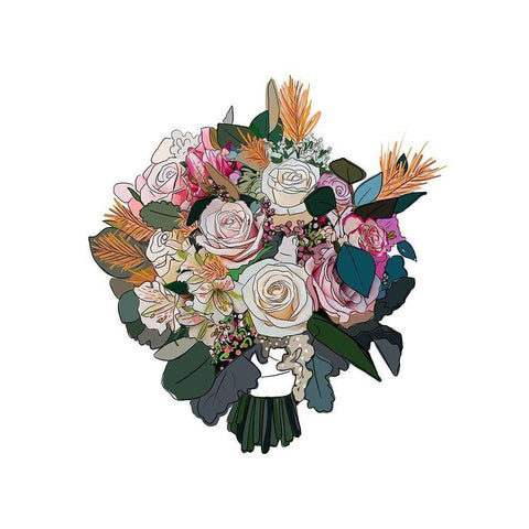 Bouquet on White White Modern Wood Framed Art Print by Wieners, Valerie