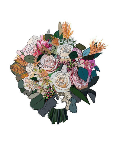 Bouquet on White Black Ornate Wood Framed Art Print with Double Matting by Wieners, Valerie