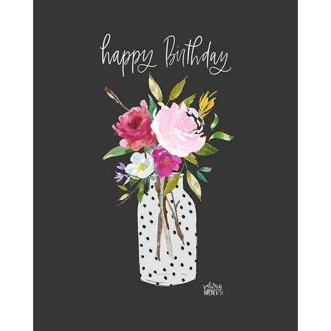 Happy Birthday Black Modern Wood Framed Art Print with Double Matting by Wieners, Valerie