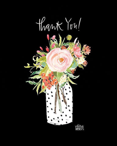 Thank You Black Ornate Wood Framed Art Print with Double Matting by Wieners, Valerie