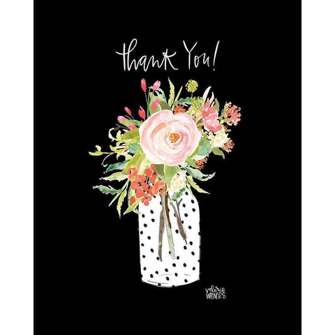 Thank You Black Modern Wood Framed Art Print with Double Matting by Wieners, Valerie