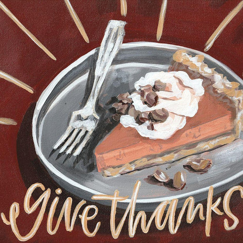 Give Thanks Pie Black Ornate Wood Framed Art Print with Double Matting by Wieners, Valerie