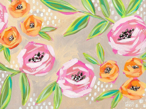 Cream Floral Black Ornate Wood Framed Art Print with Double Matting by Wieners, Valerie