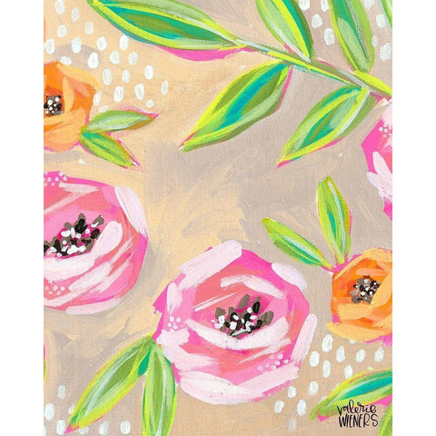 Playful Floral Black Modern Wood Framed Art Print by Wieners, Valerie