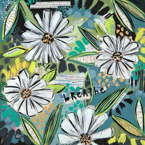 Breathe White Modern Wood Framed Art Print with Double Matting by Wieners, Valerie