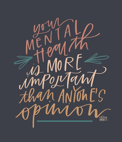 Mental Health White Modern Wood Framed Art Print with Double Matting by Wieners, Valerie