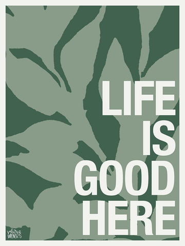 Life is Good Here Black Ornate Wood Framed Art Print with Double Matting by Wieners, Valerie