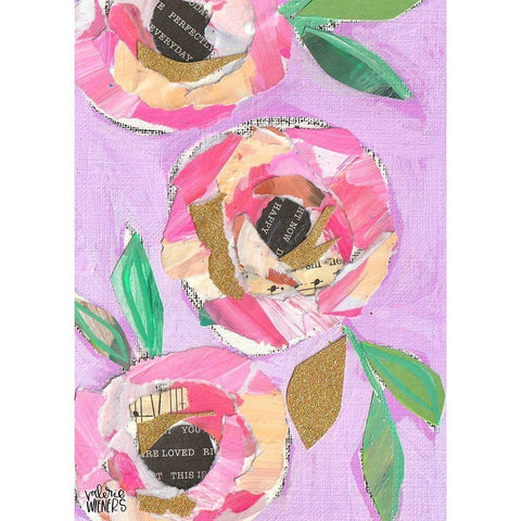 Floral Collage Black Modern Wood Framed Art Print with Double Matting by Wieners, Valerie