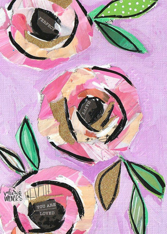 Floral Collage II White Modern Wood Framed Art Print with Double Matting by Wieners, Valerie