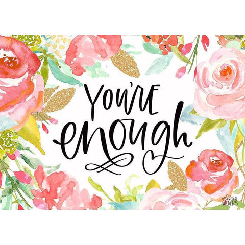 Youre Enough White Modern Wood Framed Art Print by Wieners, Valerie