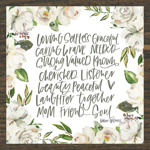 Mom Adjectives White Modern Wood Framed Art Print by Wieners, Valerie
