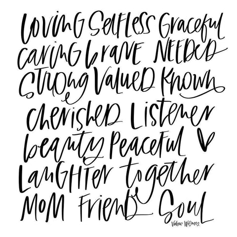 Mom Adjectives Black Modern Wood Framed Art Print by Wieners, Valerie