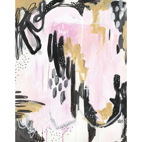 Abstract Dots Gold Ornate Wood Framed Art Print with Double Matting by Wieners, Valerie