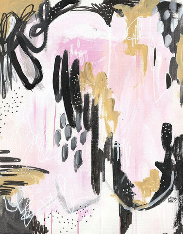 Abstract Dots Black Ornate Wood Framed Art Print with Double Matting by Wieners, Valerie