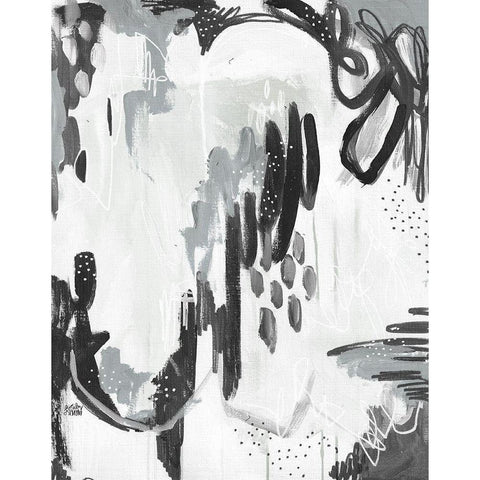 Abstract Dots II Black Modern Wood Framed Art Print by Wieners, Valerie