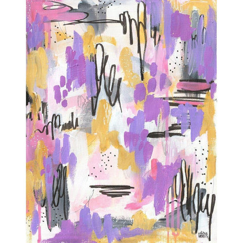 Purple Abstract Black Modern Wood Framed Art Print by Wieners, Valerie