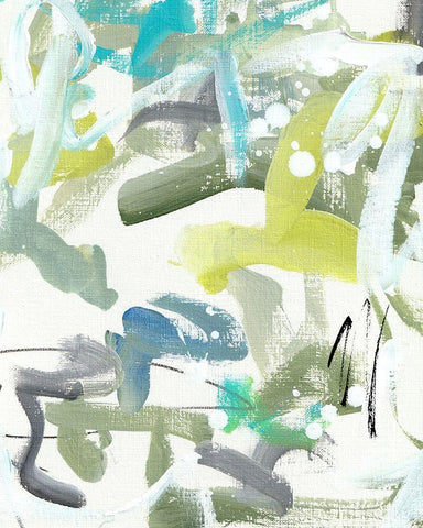 Green Blue II White Modern Wood Framed Art Print with Double Matting by Wieners, Valerie