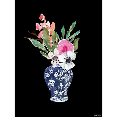 Blue Vase I Black Modern Wood Framed Art Print with Double Matting by Wieners, Valerie
