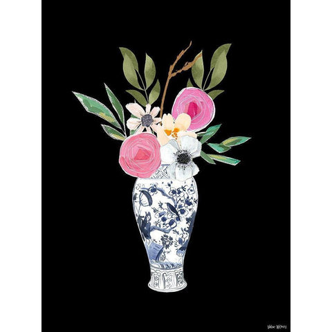 Blue Vase II White Modern Wood Framed Art Print by Wieners, Valerie