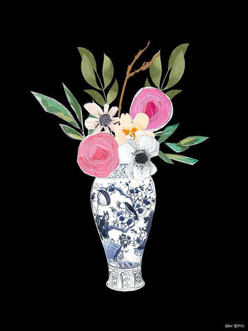 Blue Vase II Black Ornate Wood Framed Art Print with Double Matting by Wieners, Valerie