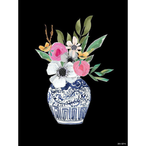 Blue Vase III Black Modern Wood Framed Art Print with Double Matting by Wieners, Valerie