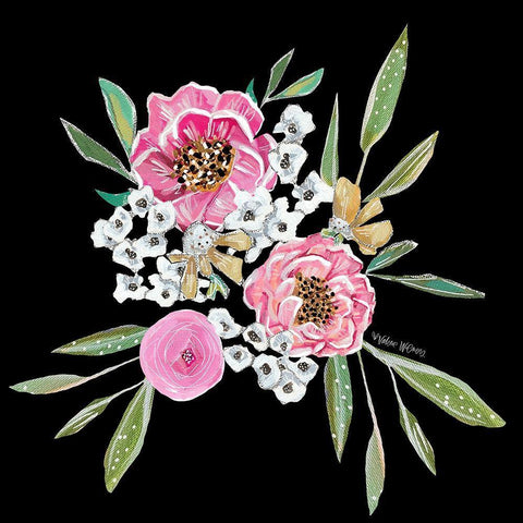 Camelia II Black Ornate Wood Framed Art Print with Double Matting by Wieners, Valerie