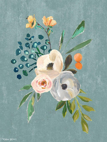 Floral Bunch White Modern Wood Framed Art Print with Double Matting by Wieners, Valerie