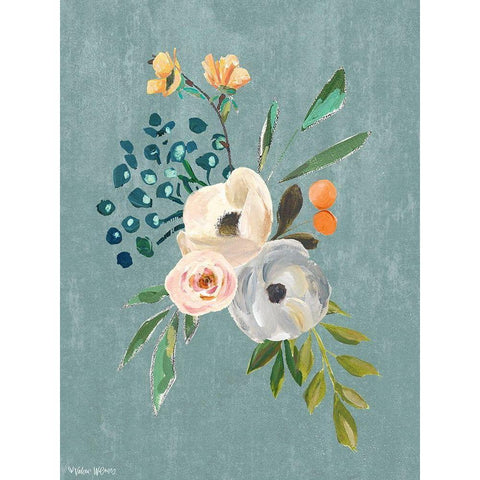 Floral Bunch Black Modern Wood Framed Art Print with Double Matting by Wieners, Valerie