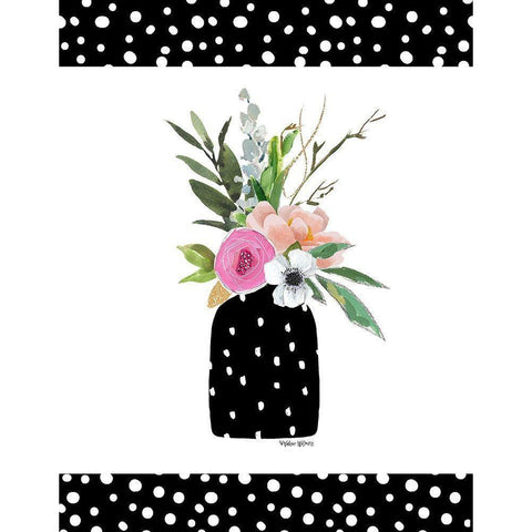 Spring Flowers Black Modern Wood Framed Art Print with Double Matting by Wieners, Valerie