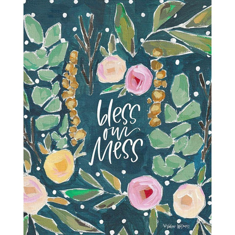 Bless Our Mess Gold Ornate Wood Framed Art Print with Double Matting by Wieners, Valerie