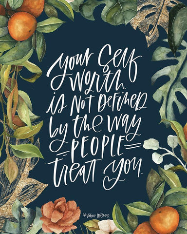 Your Self Worth Black Ornate Wood Framed Art Print with Double Matting by Wieners, Valerie