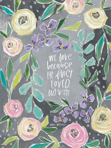 We Love Black Ornate Wood Framed Art Print with Double Matting by Wieners, Valerie