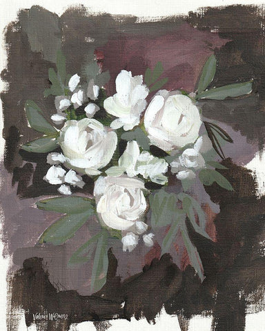 Brown Floral White Modern Wood Framed Art Print with Double Matting by Wieners, Valerie