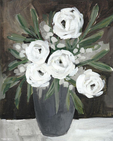 Floral Brown White Modern Wood Framed Art Print with Double Matting by Wieners, Valerie