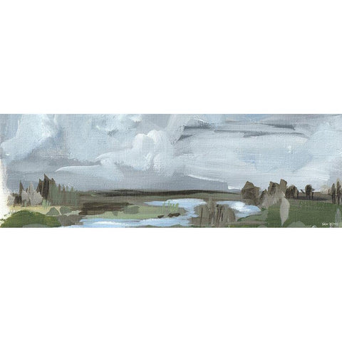 Long Abstract Black Modern Wood Framed Art Print with Double Matting by Wieners, Valerie