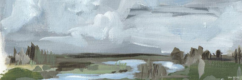 Long Abstract White Modern Wood Framed Art Print with Double Matting by Wieners, Valerie