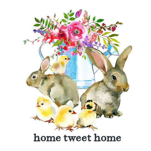Home Tweet Home White Modern Wood Framed Art Print with Double Matting by Wieners, Valerie