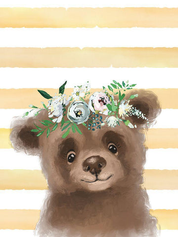 Baby Bear Black Ornate Wood Framed Art Print with Double Matting by Wieners, Valerie