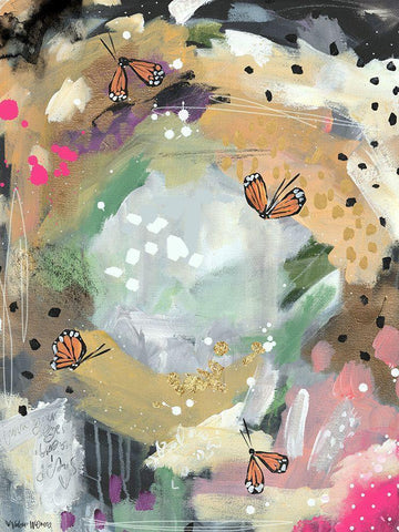 Butterfly Abstract II Black Ornate Wood Framed Art Print with Double Matting by Wieners, Valerie