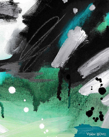 Blue / Green Abstract White Modern Wood Framed Art Print with Double Matting by Wieners, Valerie