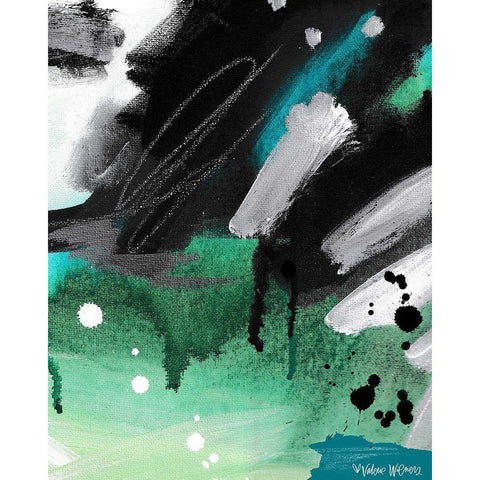 Blue / Green Abstract Black Modern Wood Framed Art Print by Wieners, Valerie