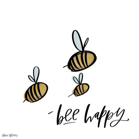 Bee Happy Gold Ornate Wood Framed Art Print with Double Matting by Wieners, Valerie