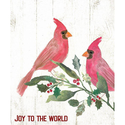 Joy Cardinals White Modern Wood Framed Art Print by Wieners, Valerie