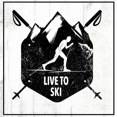 Live to Ski White Modern Wood Framed Art Print by Wieners, Valerie