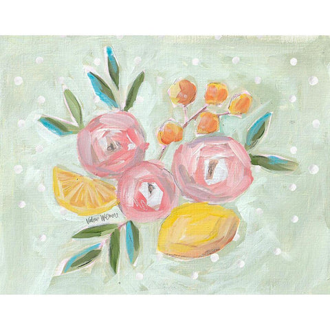 Citrus Floral I White Modern Wood Framed Art Print by Wieners, Valerie