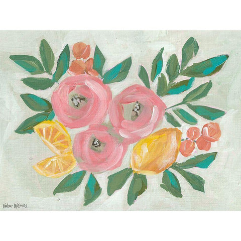 Citrus Floral II Black Modern Wood Framed Art Print with Double Matting by Wieners, Valerie