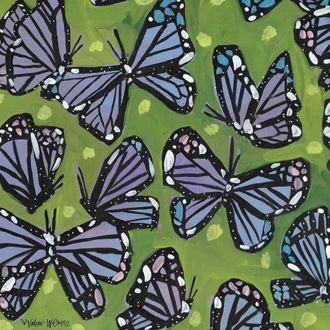 Butterflies Black Modern Wood Framed Art Print with Double Matting by Wieners, Valerie